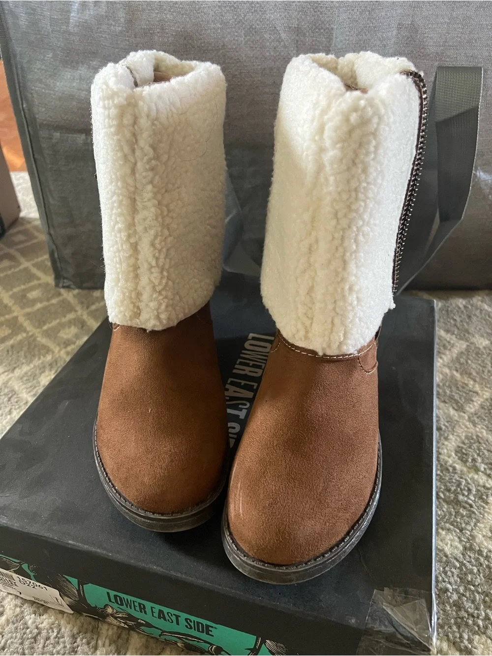 Brown Suede Fold-Over Sherpa Boot